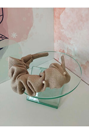 Örgü Fırfır Taç - Sütlü Kahve - Organik & El Yapımı