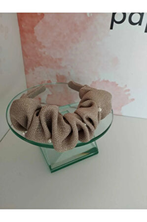 Örgü Fırfır Taç - Sütlü Kahve - Organik & El Yapımı