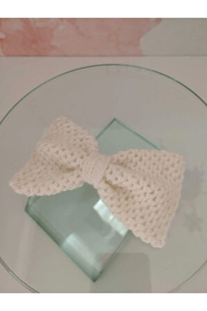 Örgü Fiyonk Toka - Beyaz - Organik & El Yapımı