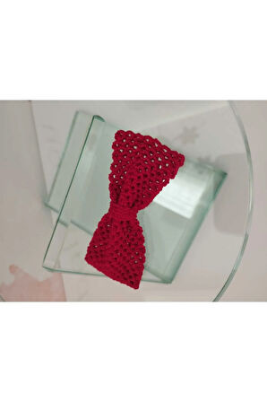 Örgü Fiyonk Toka - Kırmızı - Organik & El Yapımı