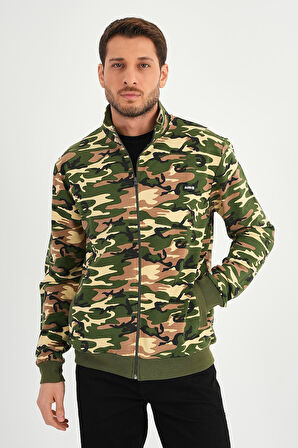 ALEXANDERGARDI FERMUARLI DİK YAKA KAMUFLAJ SWEATSHİRT (E21-7300)