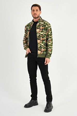 ALEXANDERGARDI FERMUARLI DİK YAKA KAMUFLAJ SWEATSHİRT (E21-7300)