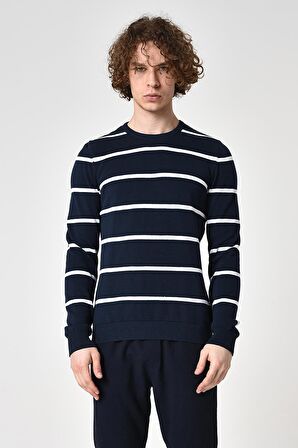 ALEXANDERGARDI ÇİZGİLİ PAMUKLU KAZAK (E22-5703)