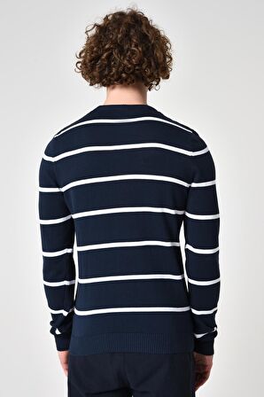 ALEXANDERGARDI ÇİZGİLİ PAMUKLU KAZAK (E22-5703)