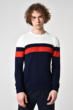 ALEXANDERGARDI ŞERİTLİ PAMUKLU KAZAK (E22-5705)