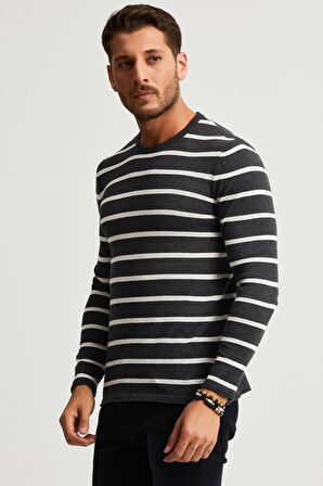 ALEXANDERGARDI ÇİZGİLİ İNCE PAMUKLU KAZAK (E22-5710)