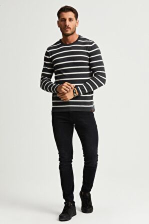 ALEXANDERGARDI ÇİZGİLİ İNCE PAMUKLU KAZAK (E22-5710)