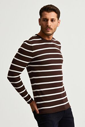 ALEXANDERGARDI ÇİZGİLİ İNCE PAMUKLU KAZAK (E22-5710)