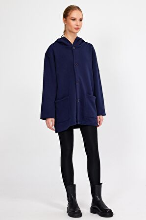 ALEXANDERGARDI KAPÜŞONLU İÇİ ŞARDONLU OVERSİZE HIRKA (E23-607 03)