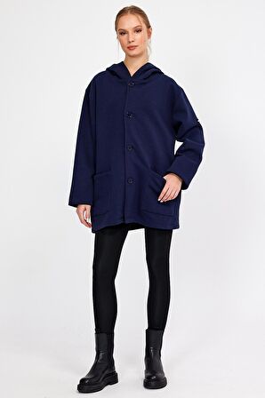 ALEXANDERGARDI KAPÜŞONLU İÇİ ŞARDONLU OVERSİZE HIRKA (E23-607 03)