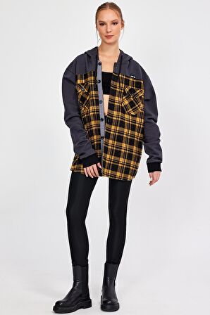 ALEXANDERGARDI KAPÜŞONLU DÜĞMELİ OVERSİZE ODUNCU SWEATSHİRT (E22-61501)