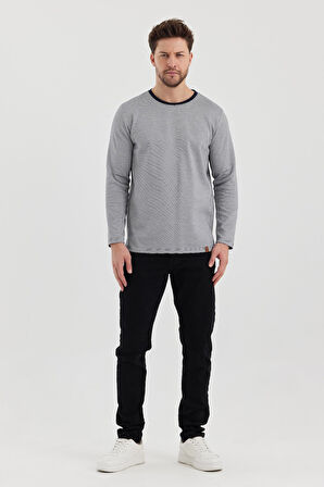 ALEXANDERGARDI ÇİZGİLİ YIRTMAÇLI REGULAR FİT SWEATSHIRT (E22-751 00)