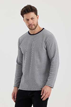 ALEXANDERGARDI ÇİZGİLİ YIRTMAÇLI REGULAR FİT SWEATSHIRT (E22-751 00)