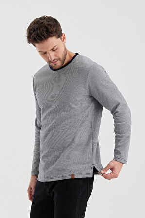 ALEXANDERGARDI ÇİZGİLİ YIRTMAÇLI REGULAR FİT SWEATSHIRT (E22-751 00)