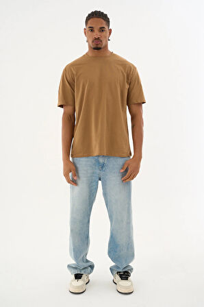 Erkek %100 Organik Pamuklu Yumuşak Dokulu Comfort Fit Bisiklet Yakalı T-shirt E268