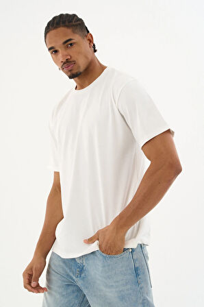 Erkek %100 Organik Pamuklu Yumuşak Dokulu Comfort Fit Bisiklet Yakalı T-shirt E256
