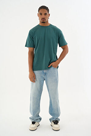 Erkek %100 Organik Pamuklu Yumuşak Dokulu Comfort Fit Bisiklet Yakalı T-shirt E244