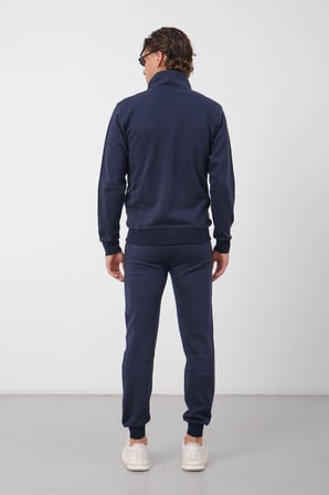Erkek Antrasit Dik Yaka Fermuarlı Piqué Double Face Kumaş Regular Fit Eşofman Takım - E226
