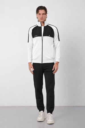 Erkek Gri Kışlık Dik Yaka Fermuarlı Dalgıç Kumaş İçi Pamuklu Regular Fit Eşofman Takım - E227