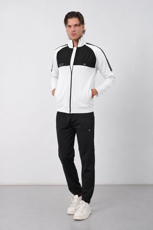 Erkek Gri Kışlık Dik Yaka Fermuarlı Dalgıç Kumaş İçi Pamuklu Regular Fit Eşofman Takım - E227