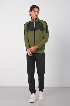 Erkek Gri Kışlık Dik Yaka Fermuarlı Dalgıç Kumaş İçi Pamuklu Regular Fit Eşofman Takım - E227