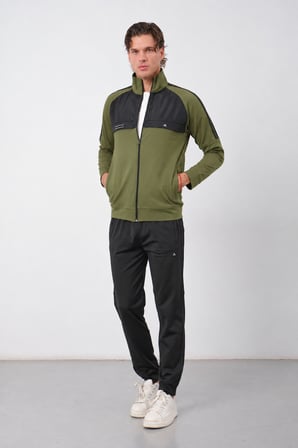 Erkek Gri Kışlık Dik Yaka Fermuarlı Dalgıç Kumaş İçi Pamuklu Regular Fit Eşofman Takım - E227