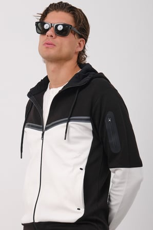 Erkek Siyah Tech Fleece Double Face Kapusonlu Fermuarli Esofman Takimi E228