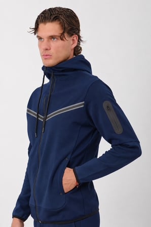 Erkek Siyah Tech Fleece Double Face Kapusonlu Fermuarli Esofman Takimi E228