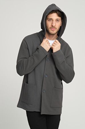 ALEXANDERGARDI KAPÜŞONLU İÇİ ŞARDONLU OVERSİZE HIRKA (E23-607 03)