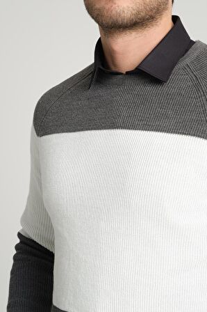 ALEXANDERGARDI RENK BLOKLU REGLAN KOL BİSİKLET YAKA KAZAK(E23-6708)