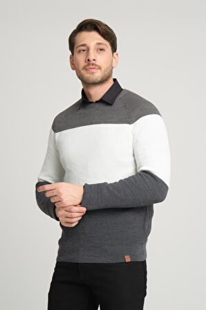 ALEXANDERGARDI RENK BLOKLU REGLAN KOL BİSİKLET YAKA KAZAK(E23-6708)