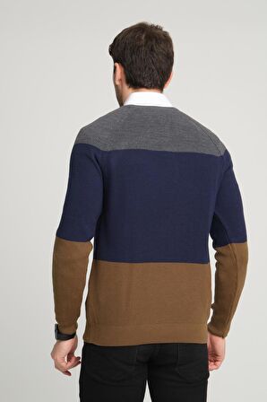 ALEXANDERGARDI RENK BLOKLU REGLAN KOL BİSİKLET YAKA KAZAK(E23-6708)