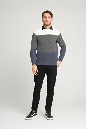 ALEXANDERGARDI RENK BLOKLU REGLAN KOL BİSİKLET YAKA KAZAK(E23-6708)