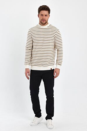 ALEXANDERGARDI BİSİKLET YAKA ÇİZGİLİ SWEATSHİRT(E23-761A-ERK)
