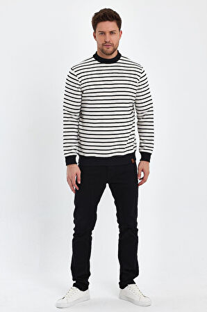 ALEXANDERGARDI BİSİKLET YAKA ÇİZGİLİ SWEATSHİRT(E23-761A-ERK)