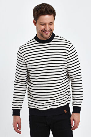 ALEXANDERGARDI BİSİKLET YAKA ÇİZGİLİ SWEATSHİRT(E23-761A-ERK)