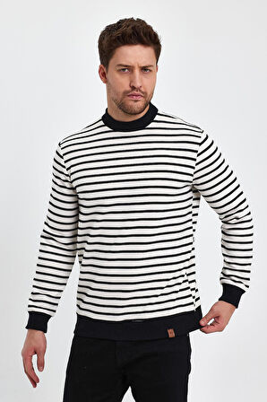 ALEXANDERGARDI BİSİKLET YAKA ÇİZGİLİ SWEATSHİRT(E23-761A-ERK)