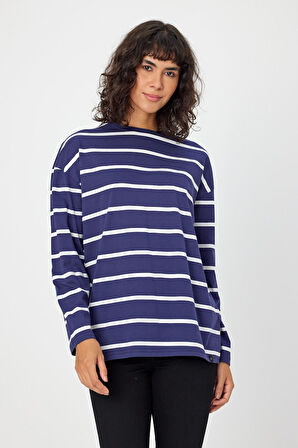 ALEXANDERGARDI ÇİZGİLİ OVERSIZE SWEATSHIRT (E24-00158)