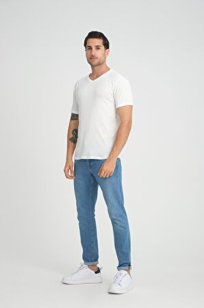 ALEXANDERGARDI FİTİLLİ V YAKA REGULAR FİT T-SHİRT (E24-74602)