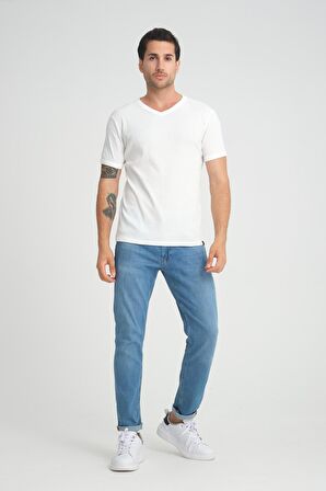 ALEXANDERGARDI FİTİLLİ V YAKA REGULAR FİT T-SHİRT (E24-74602)