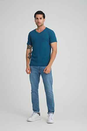 ALEXANDERGARDI FİTİLLİ V YAKA REGULAR FİT T-SHİRT (E24-74602)