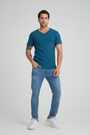 ALEXANDERGARDI FİTİLLİ V YAKA REGULAR FİT T-SHİRT (E24-74602)