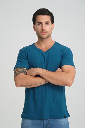 ALEXANDERGARDI FİTİLLİ V YAKA REGULAR FİT T-SHİRT (E24-74602)