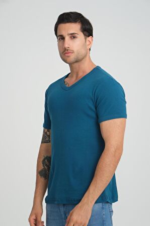 ALEXANDERGARDI FİTİLLİ V YAKA REGULAR FİT T-SHİRT (E24-74602)