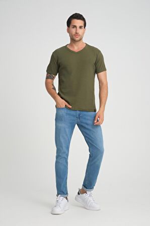 ALEXANDERGARDI FİTİLLİ V YAKA REGULAR FİT T-SHİRT (E24-74602)