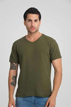 ALEXANDERGARDI FİTİLLİ V YAKA REGULAR FİT T-SHİRT (E24-74602)