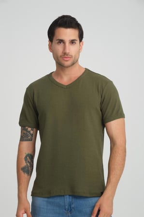 ALEXANDERGARDI FİTİLLİ V YAKA REGULAR FİT T-SHİRT (E24-74602)