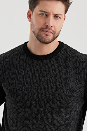 ALEXANDERGARDI BİSİKLET YAKA DESENLI REGULAR FİT KAZAK (E24-EZE-01)