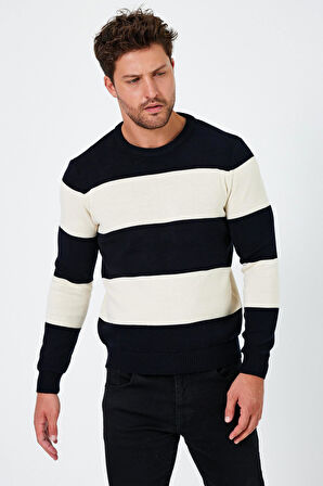 ALEXANDERGARDI BİSİKLET YAKA RENK BLOKLU REGULAR FİT KAZAK (E24-EZE-08)