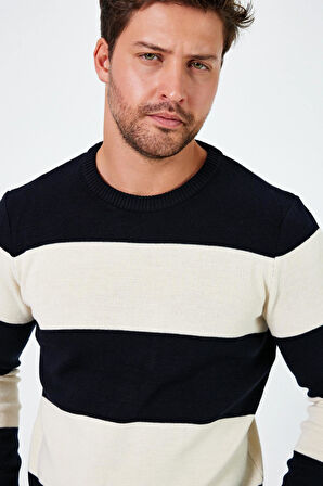 ALEXANDERGARDI BİSİKLET YAKA RENK BLOKLU REGULAR FİT KAZAK (E24-EZE-08)